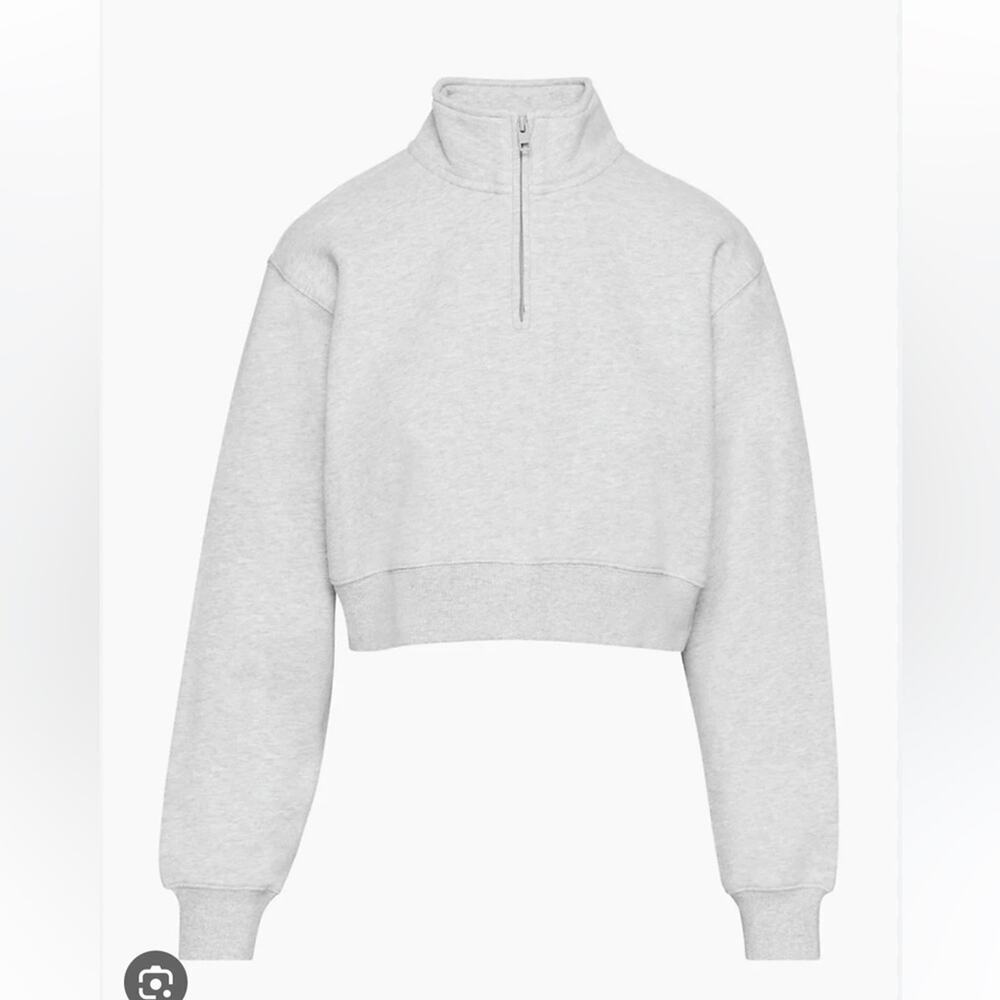Aritzia Tna Cozy Fleece Perfect Cropped 1/4 Zip Fleece Top Sz XL Color is Cream